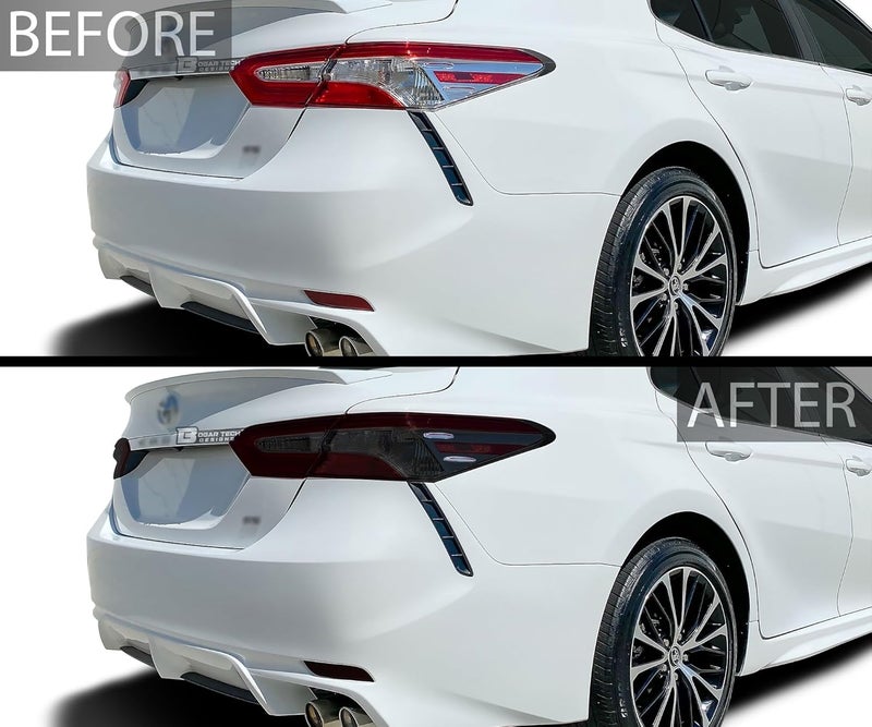 BOGAR TECH DESIGNS - Complete Full Headlight and Taillight Precut Overlay Tint Kit with Tools Compatible with Toyota Camry 2018-2024, Dark - Image 4